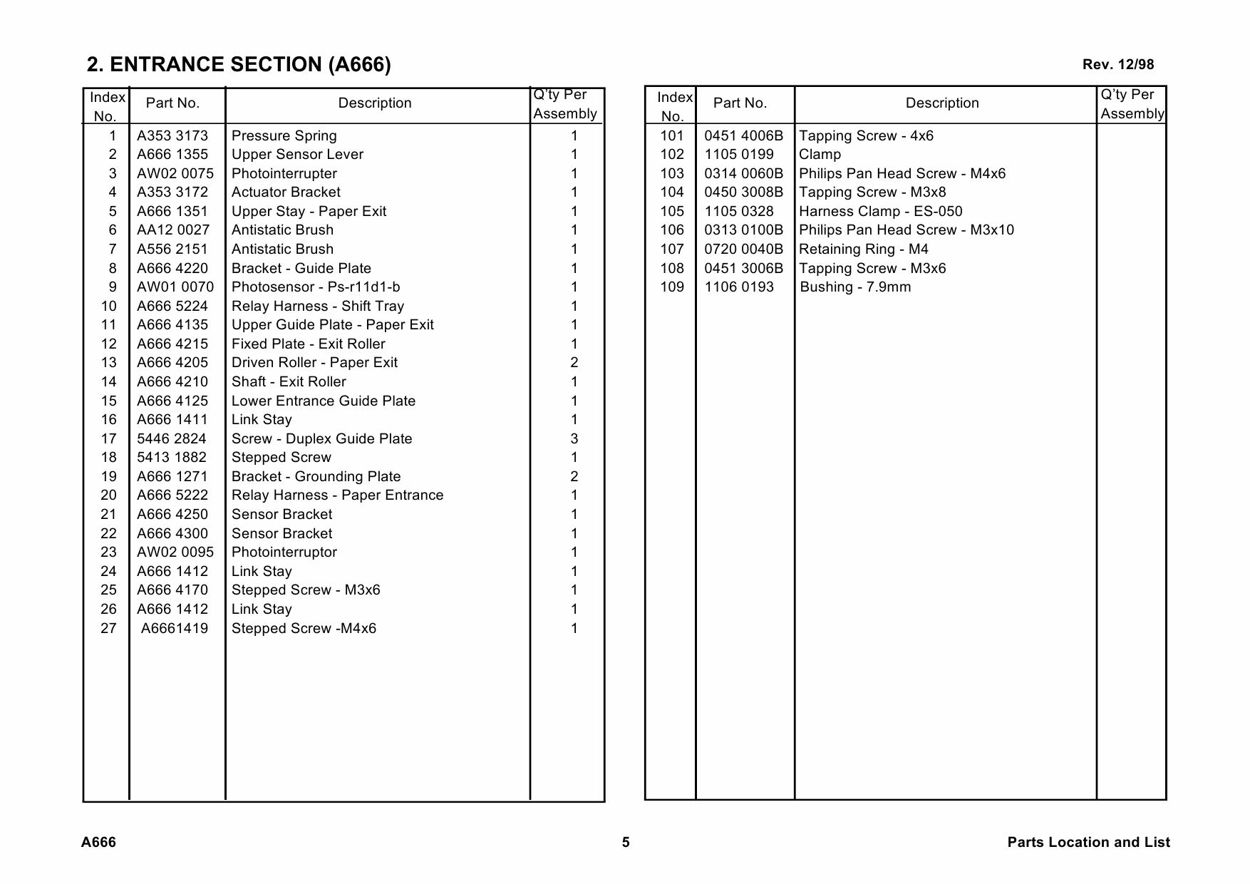 RICOH Options A666 FINISHER Parts Catalog PDF download-2